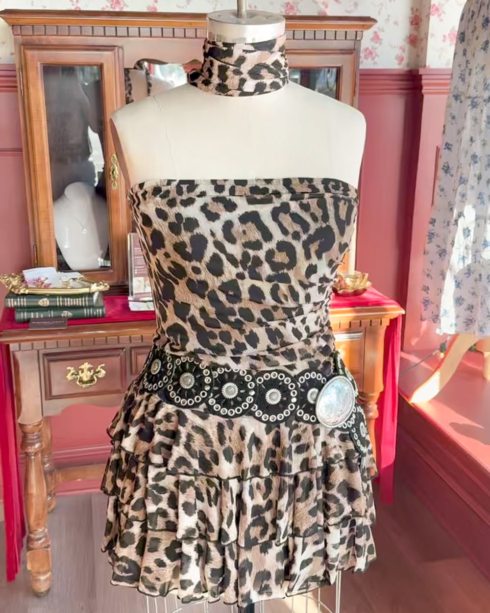 Bless Your Heart Leopard Print Strapless Tiered Ruffle Mini Dress - Cindy Jane Boutique - Short Dresses