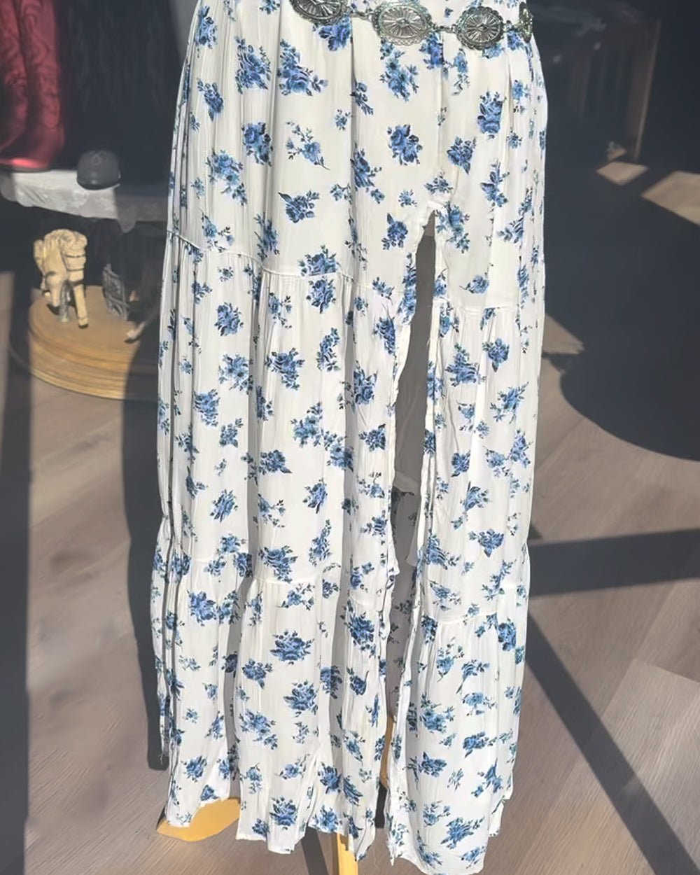 Blue Skies Ahead White Multi Floral Maxi Skirt With Slit - Cindy Jane Boutique - Skirts