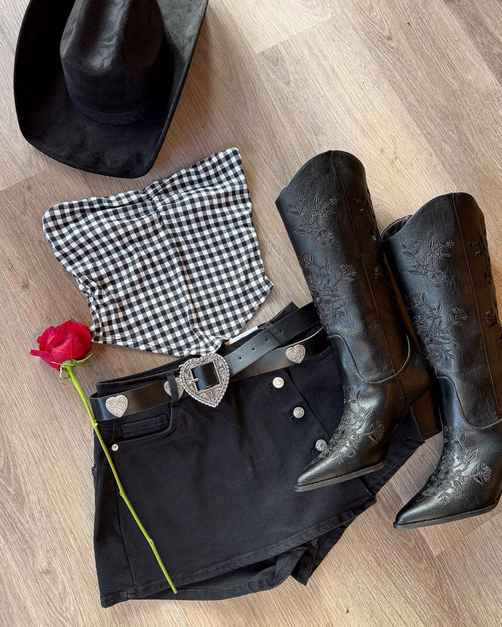 Check You Out Black Multi Gingham Ribbed Ruched Bandana Top - Cindy Jane Boutique - Tanks, Camis & Tube Tops