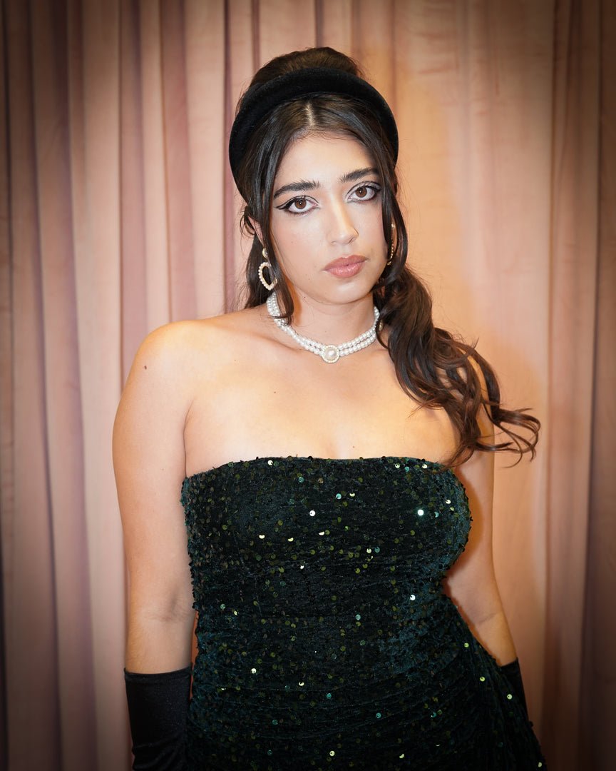 Emerald Green Strapless Velvet Sequin Bodycon Mini Dress M / Emerald Green Emerald Green Strapless Velvet Sequin Bodycon Mini Dress M / Emerald Green