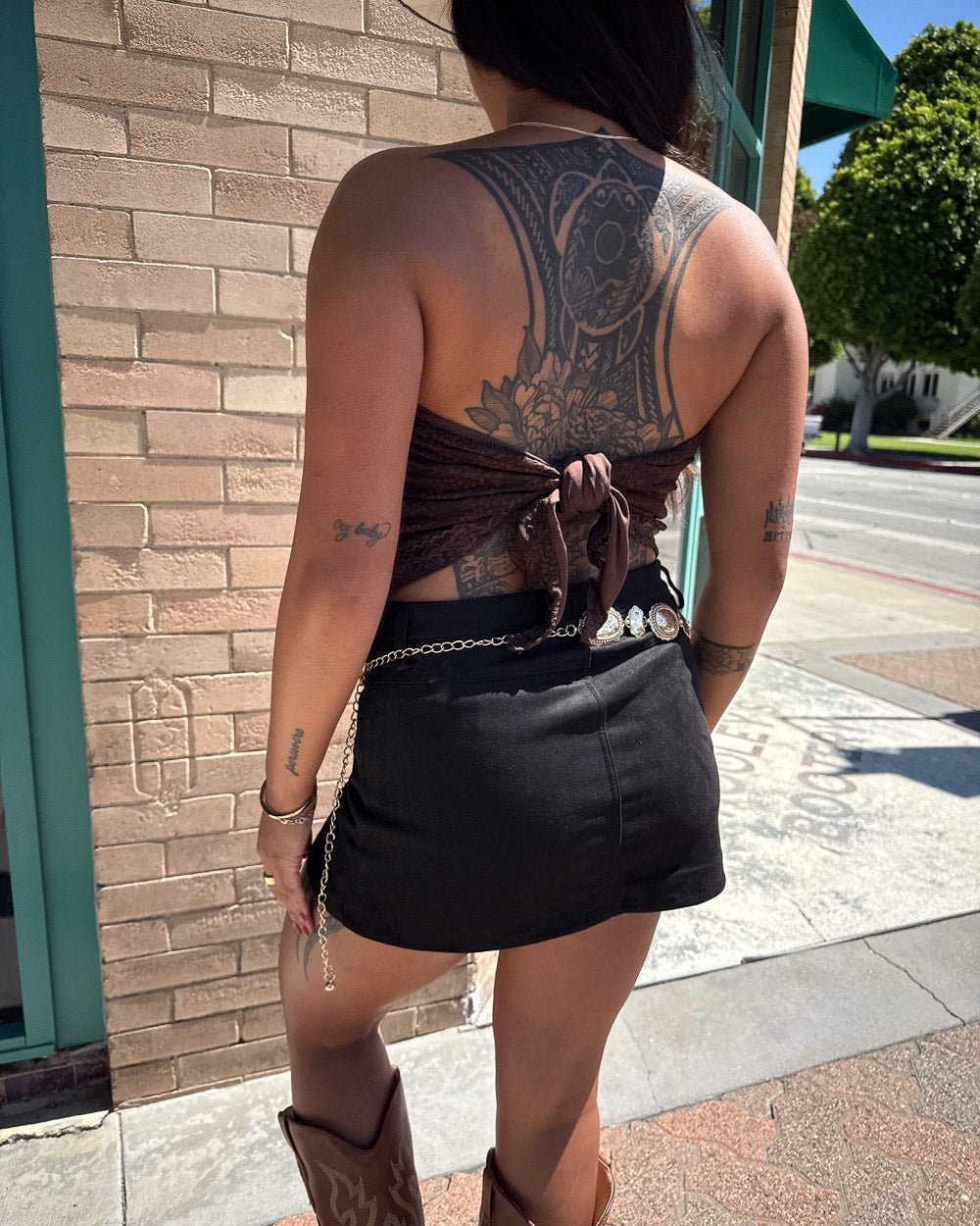 Fall To Pieces Dark Brown Strapless Lace Bandana Top - Cindy Jane Boutique - Tanks, Camis & Tube Tops