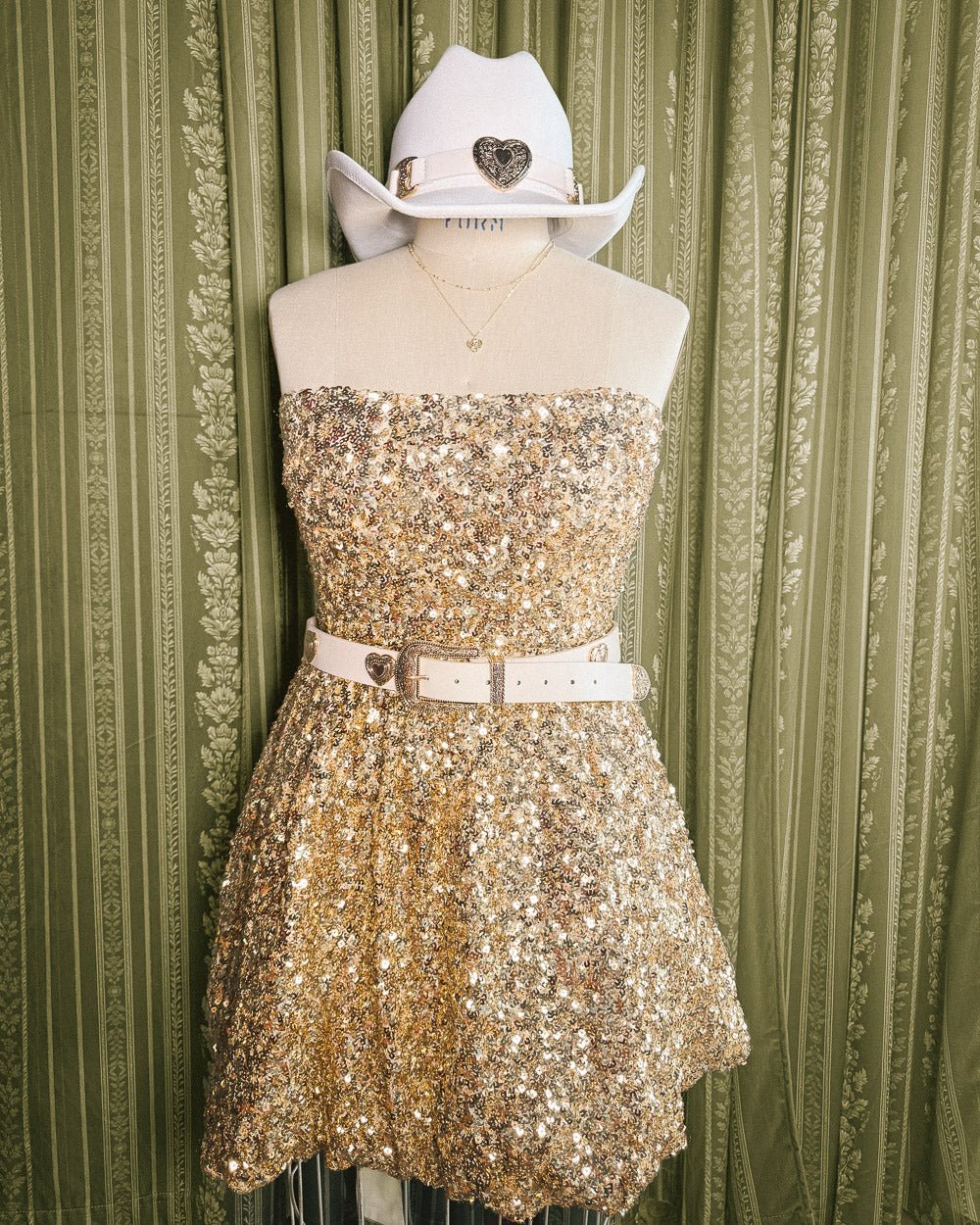 Gold Pleated Off Shoulder Bubble Hem Strapless Sequin Mini Dress - Cindy Jane Boutique - Short Dresses