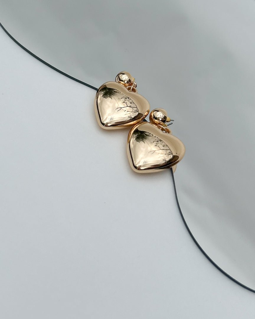 Golden Oversized Big Heart Drop Earrings - Cindy Jane Boutique - Earrings