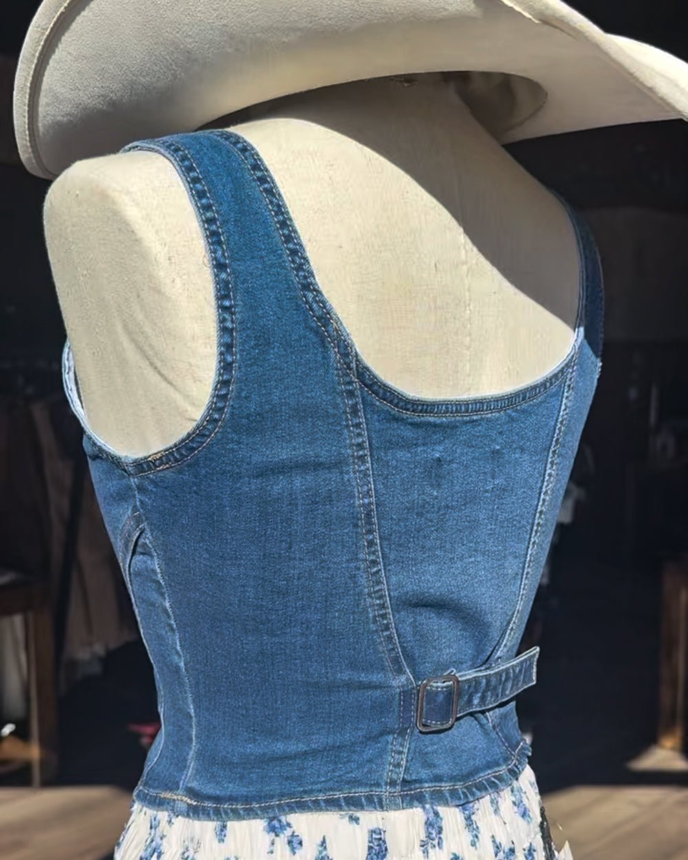 Hazel Medium Wash Blue Sleeveless Denim Corset Top - Cindy Jane Boutique - Tanks, Camis & Tube Tops