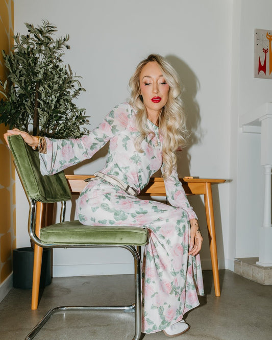 Honeymoon White Multi Floral Print Bell Sleeve Maxi Dress - Cindy Jane Boutique - Maxi Dresses