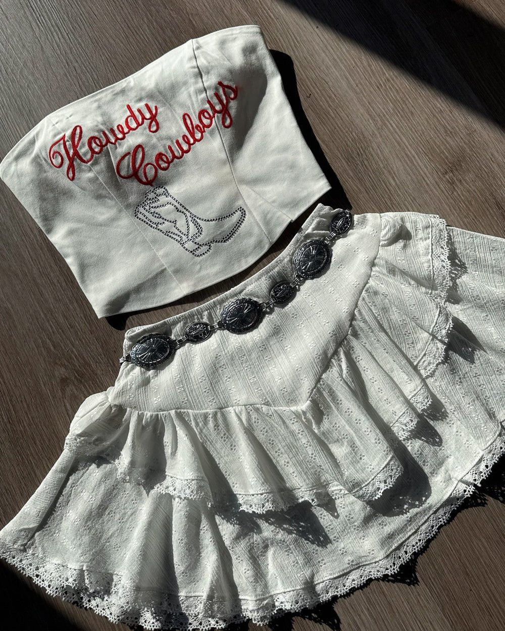 Honeysuckle White Cotton Tiered Lace Mini Skort - Cindy Jane Boutique - Skirts