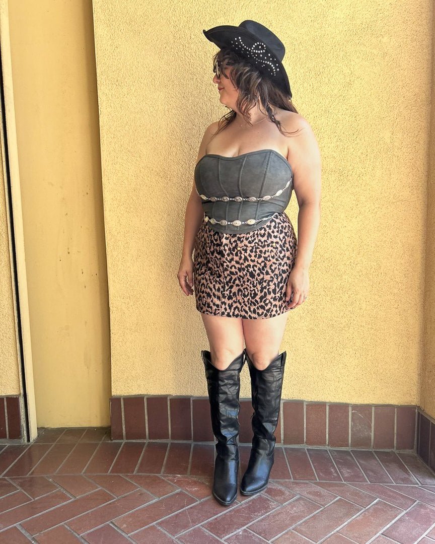 Jolene Vintage Black Faux Leather Concho Chain Corset Top - Cindy Jane Boutique - Tanks, Camis & Tube Tops