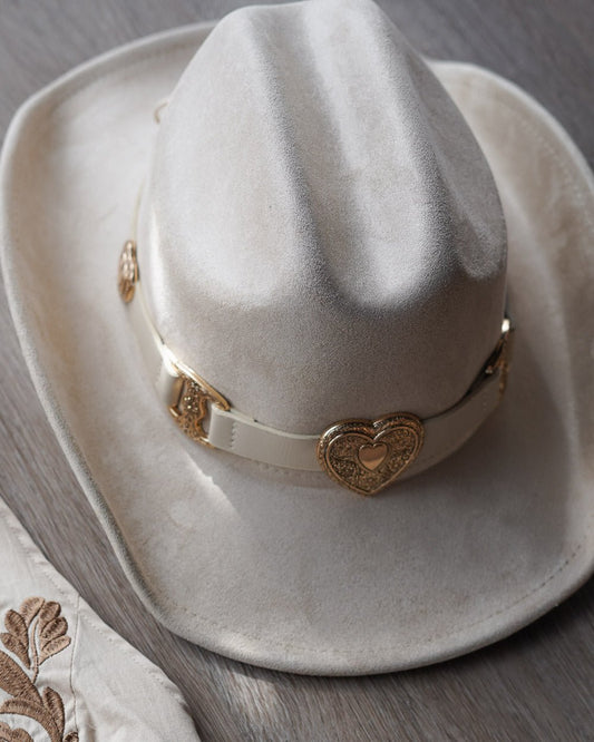 Khaki Heart Buckle Western Trendy Cowgirl Hat - Cindy Jane Boutique - Hats