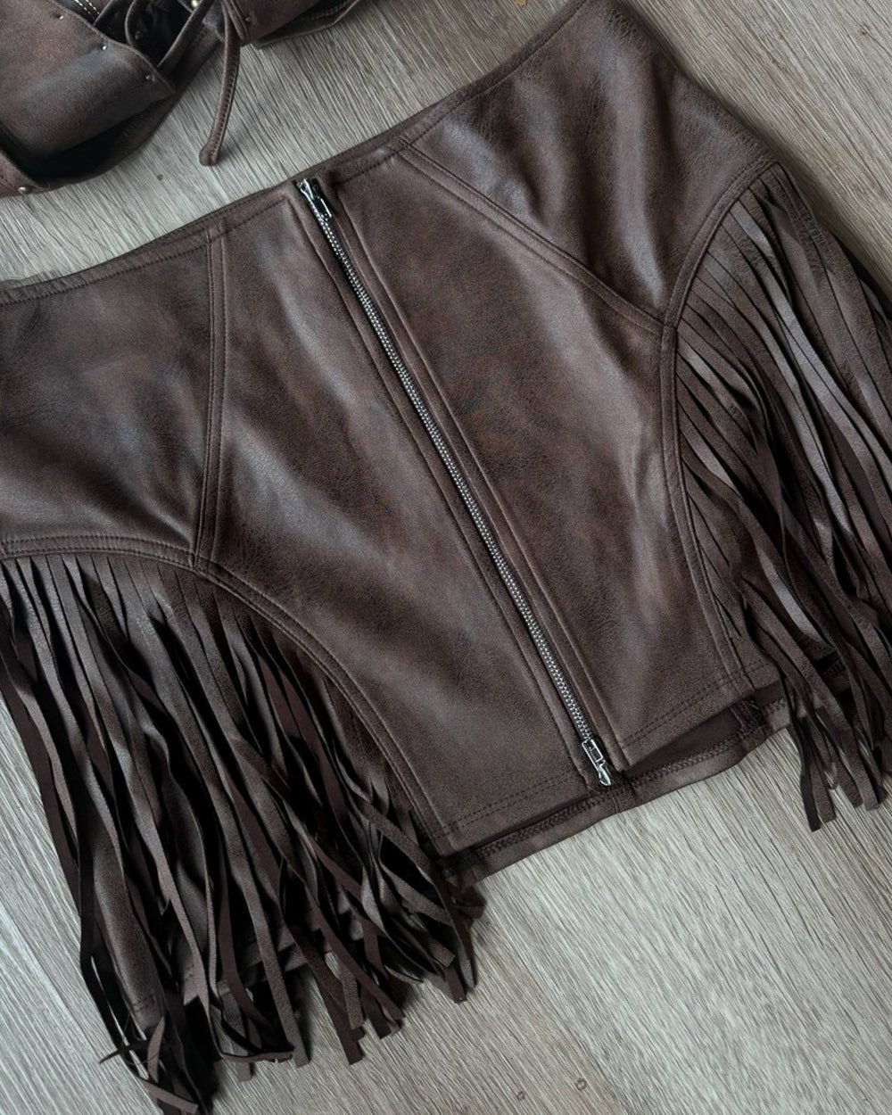 Kiss & Tell Brown Faux Suede Western Fringe Mini Skirt - Cindy Jane Boutique - Skirts