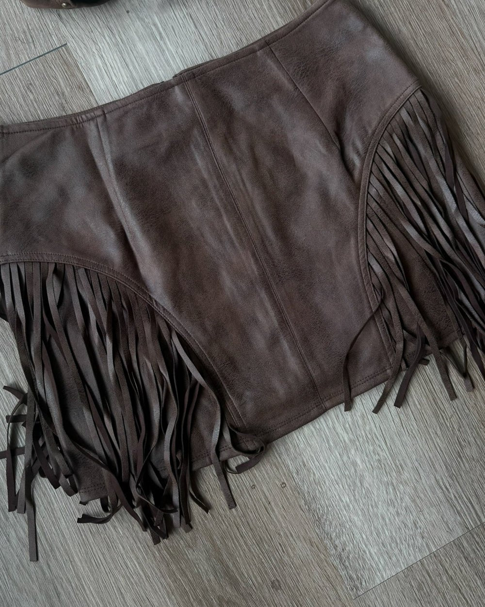 Kiss & Tell Brown Faux Suede Western Fringe Mini Skirt - Cindy Jane Boutique - Skirts