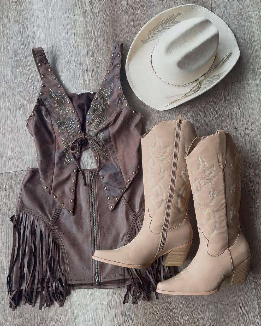 Kiss & Tell Brown Faux Suede Western Fringe Mini Skirt - Cindy Jane Boutique - Skirts