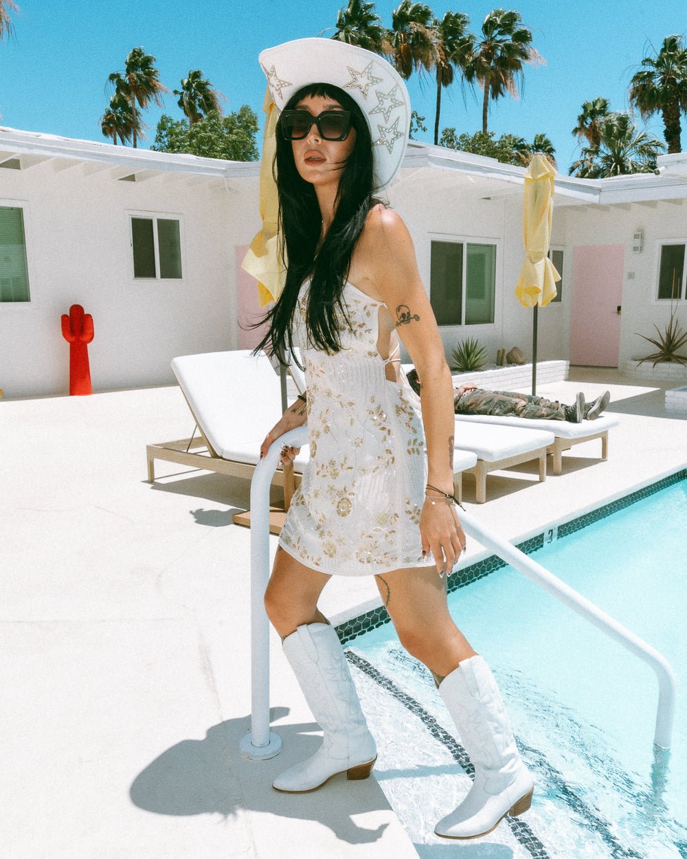 Lady Luck Ivory Chiffon Sequin Beaded Backless Mini Dress - Cindy Jane Boutique - Short Dresses