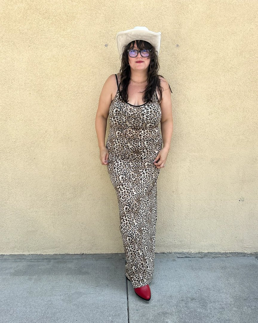 Leopard Print Silky Scoop Neck Maxi Dress - Cindy Jane Boutique - Maxi Dresses