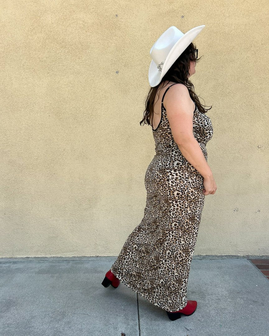 Leopard Print Silky Scoop Neck Maxi Dress - Cindy Jane Boutique - Maxi Dresses