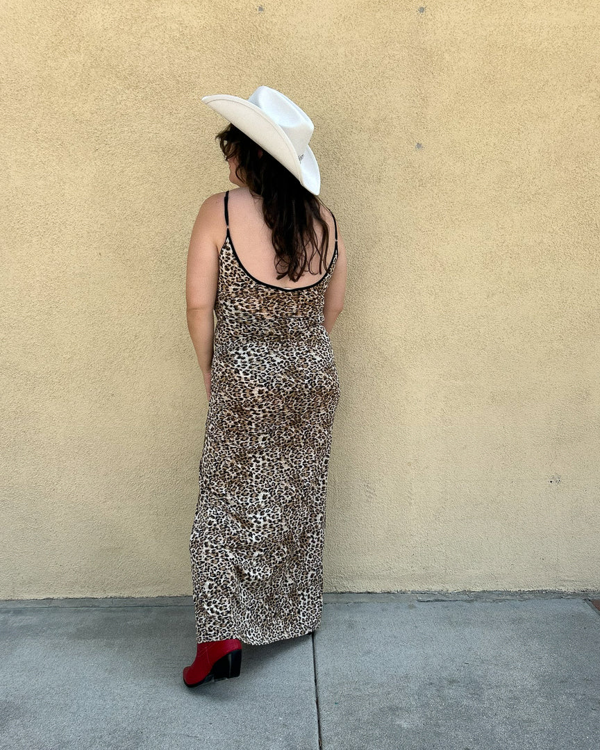 Leopard Print Silky Scoop Neck Maxi Dress - Cindy Jane Boutique - Maxi Dresses