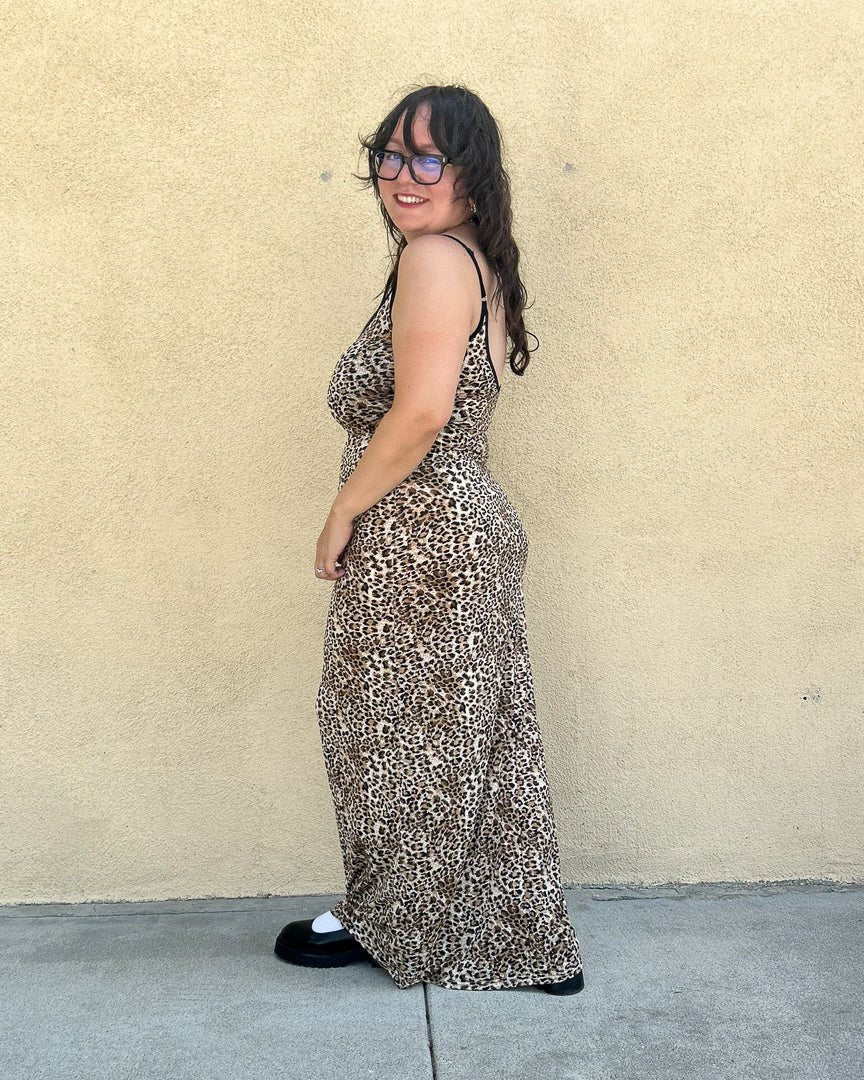 Leopard Print Silky Scoop Neck Maxi Dress - Cindy Jane Boutique - Maxi Dresses