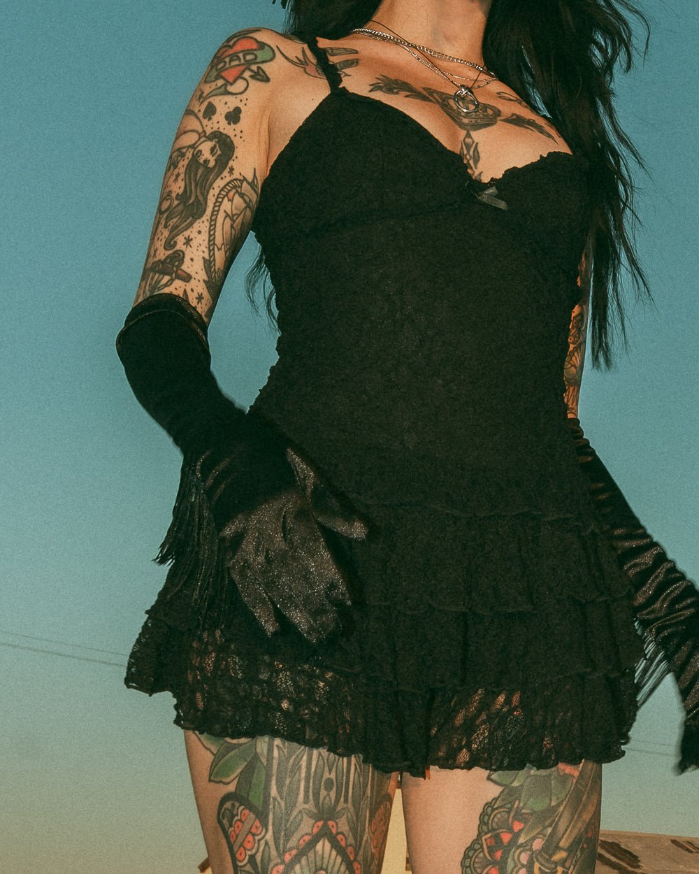 Lover Gal Black Sleeveless Lace Trim Tiered Ruffle Mini Dress - Cindy Jane Boutique - Short Dresses