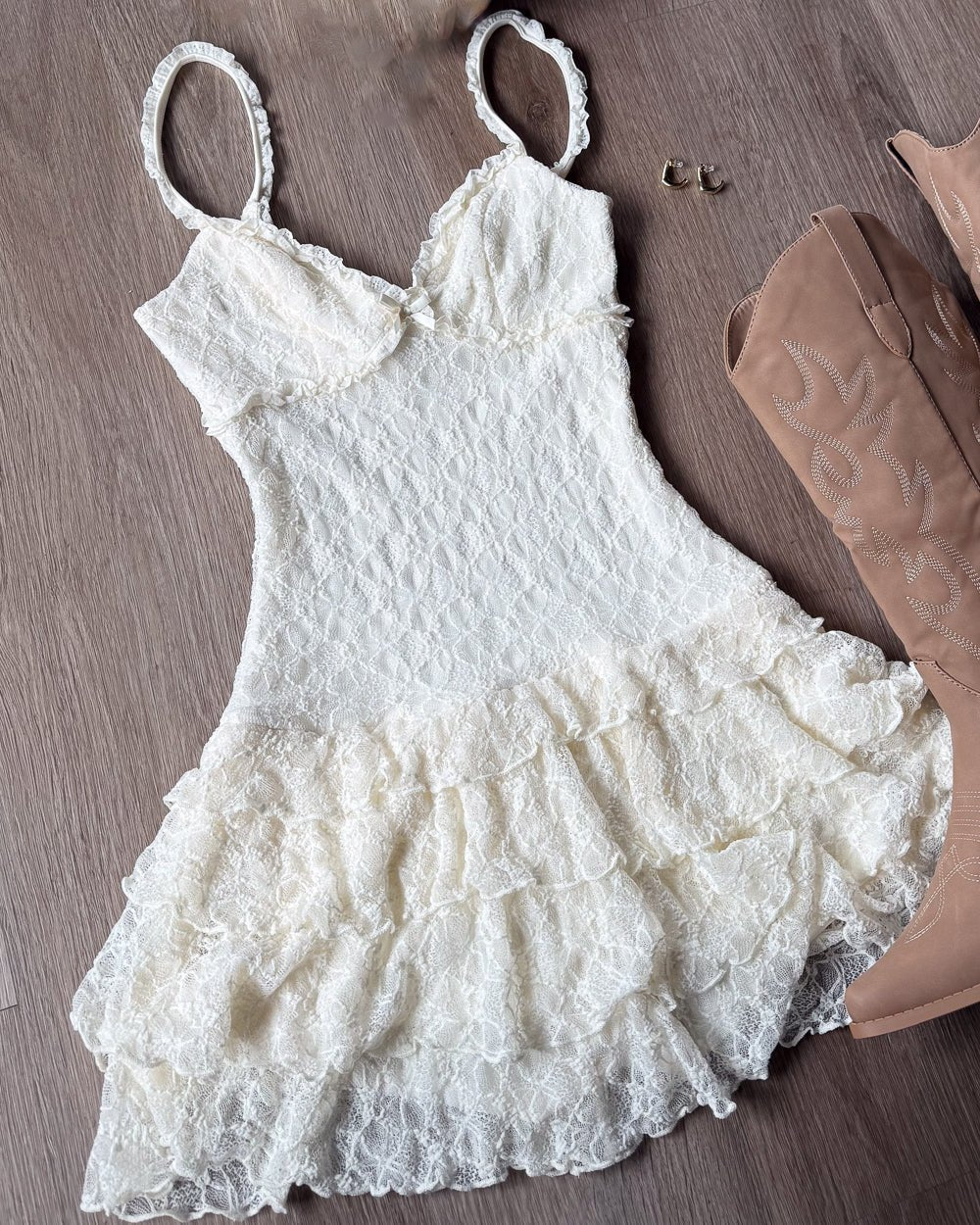 Lover Gal Ivory Sleeveless Lace Trim Tiered Ruffle Mini Dress - Cindy Jane Boutique - Short Dresses