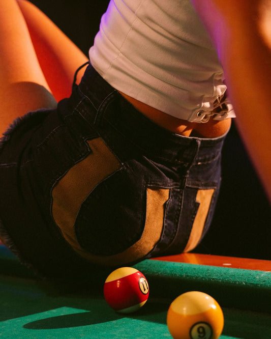 Lucky You Dark Wash Horseshoe Denim Shorts - Cindy Jane Boutique - Shorts