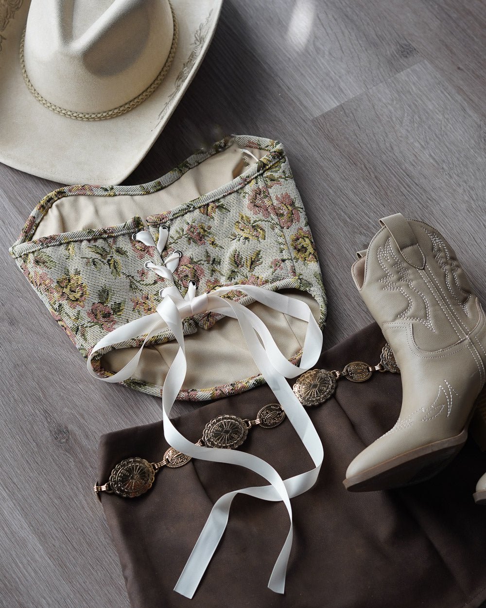 Midnight Bloom Cream Multi Floral Print Strapless Corset Top - Cindy Jane Boutique - Tanks, Camis & Tube Tops