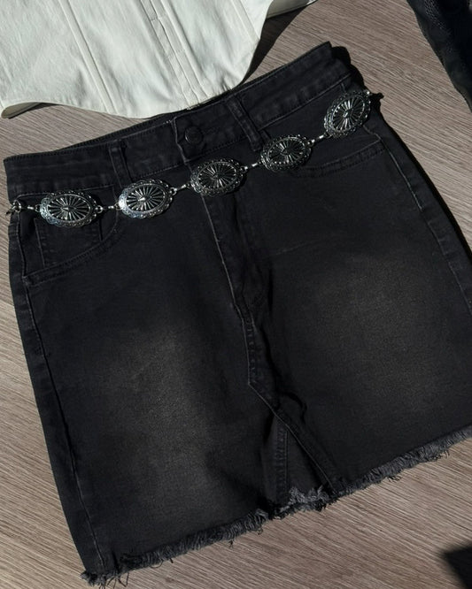Midnight Rambler Black Stretch Denim Mini Skirt - Cindy Jane Boutique - Skirts