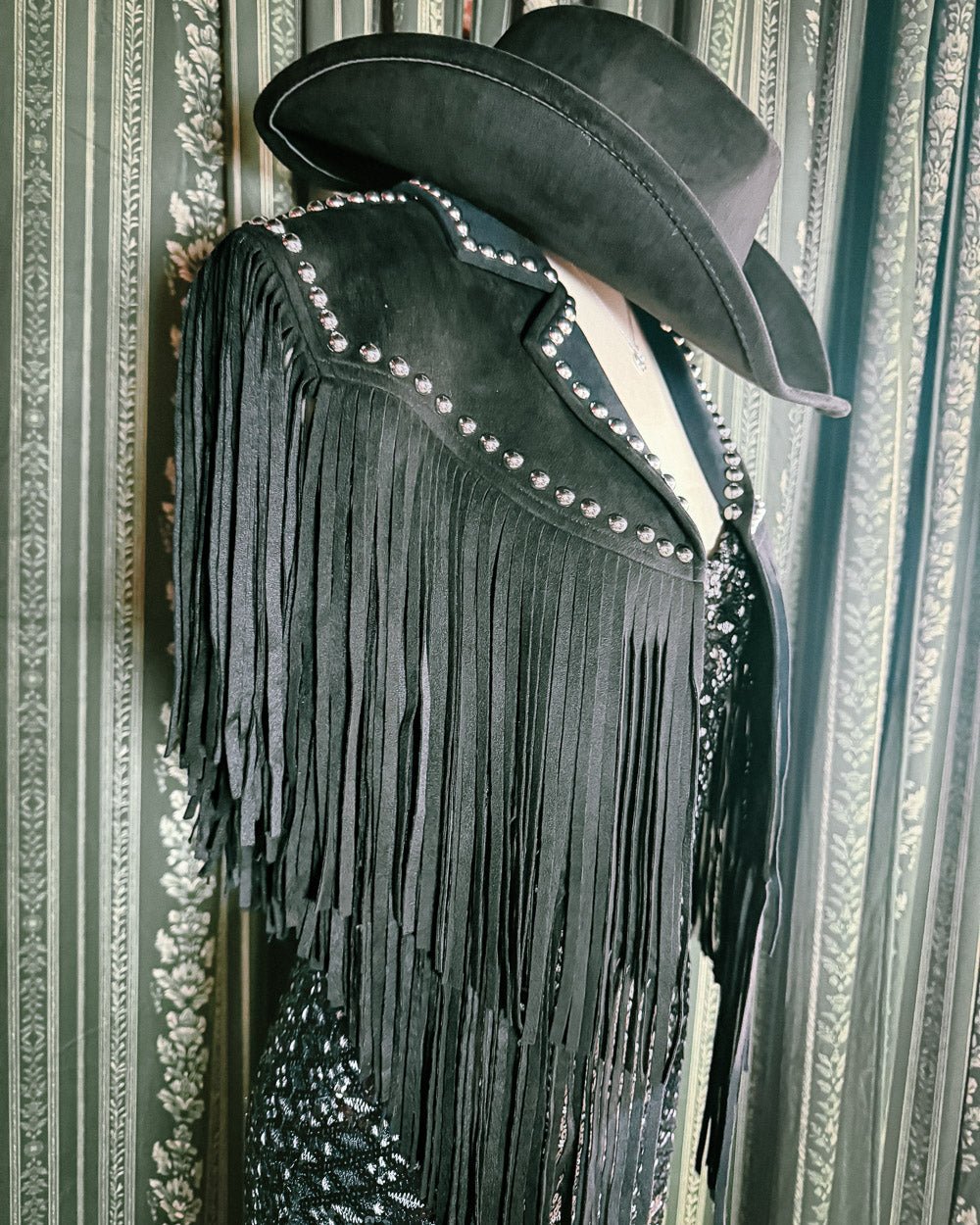 Midnight Rodeo Black Western Faux Suede Studded Fringe Vest - Cindy Jane Boutique - Coats & Jackets