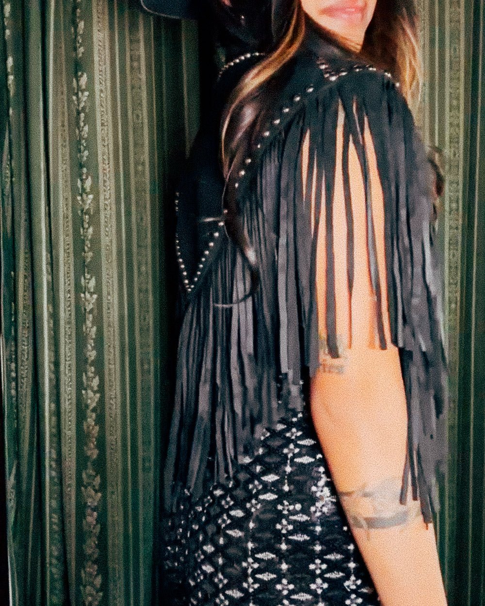 Midnight Rodeo Black Western Faux Suede Studded Fringe Vest - Cindy Jane Boutique - Coats & Jackets