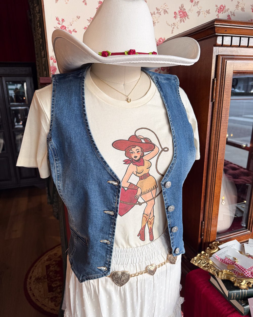 Mischief Made Ivory Heart Bandit Fitted Short Sleeve Tee - Cindy Jane Boutique - Tees