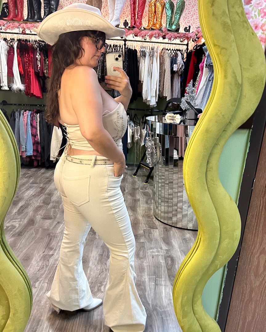 Moonstruck Cream Corduroy Flare Pants - Cindy Jane Boutique - Jeans