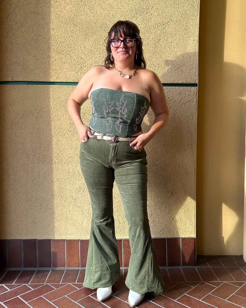 Moonstruck Olive Green Corduroy Flare Pants – Cindy Jane Boutique