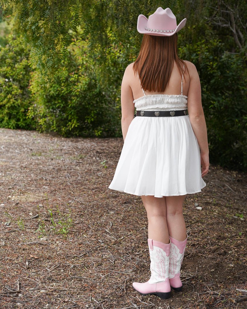 Off White Cotton Lace Trim Skater Mini Dress - Cindy Jane Boutique - Short Dresses