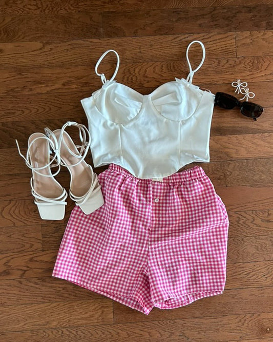 Pink Gingham Shorts - Cindy Jane Boutique - Shorts