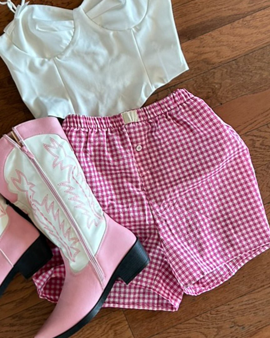 Pink Gingham Shorts - Cindy Jane Boutique - Shorts