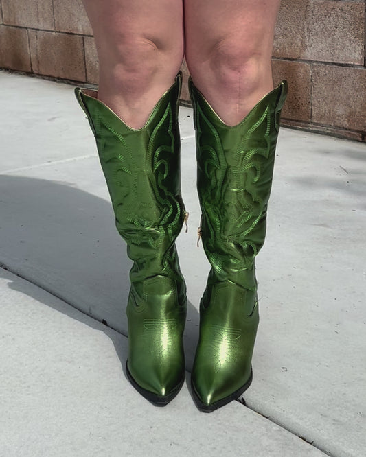 Metallic Green Cowgirl Boots