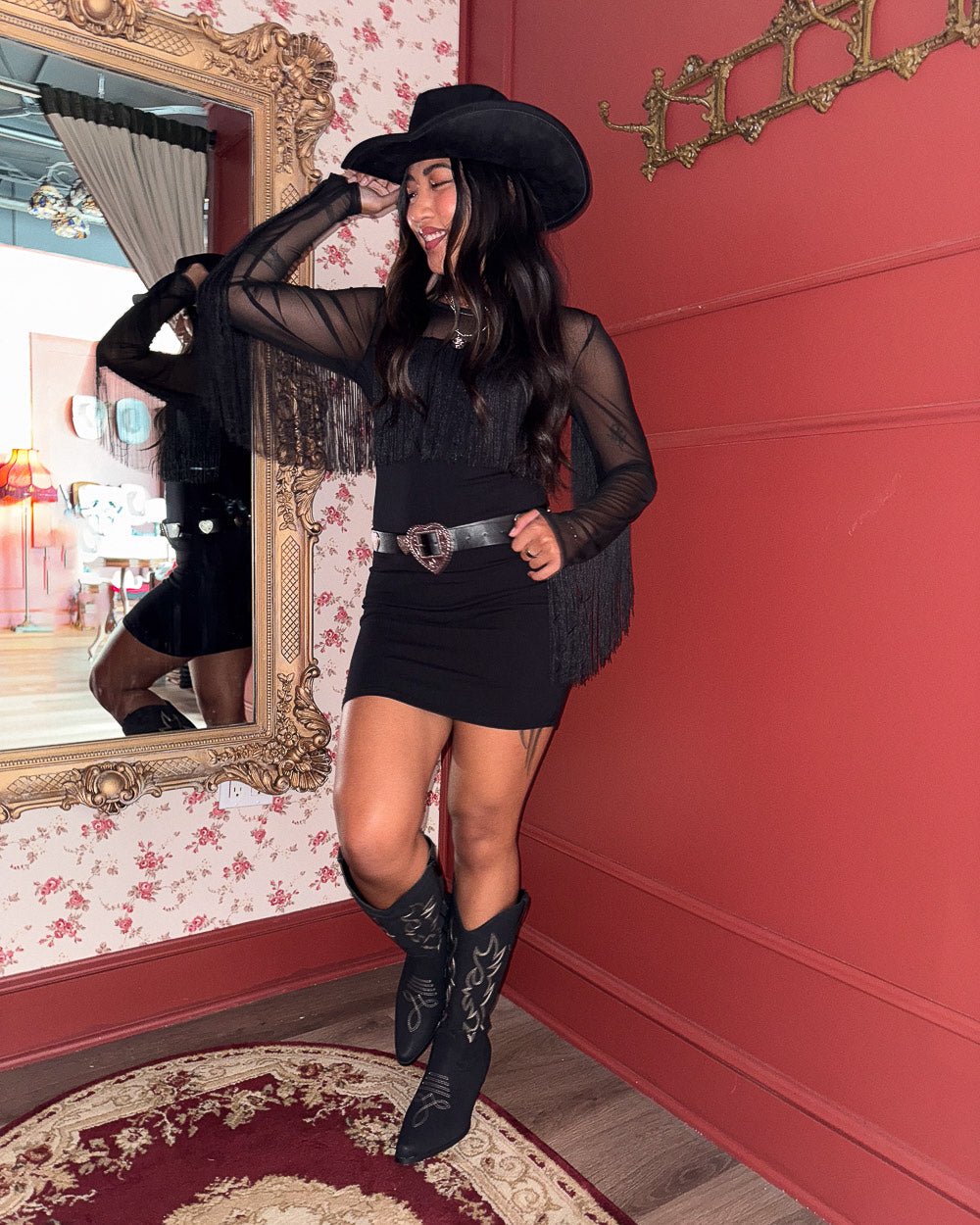 Roxie Black Fringe Mini Dress - Cindy Jane Boutique - Short Dresses