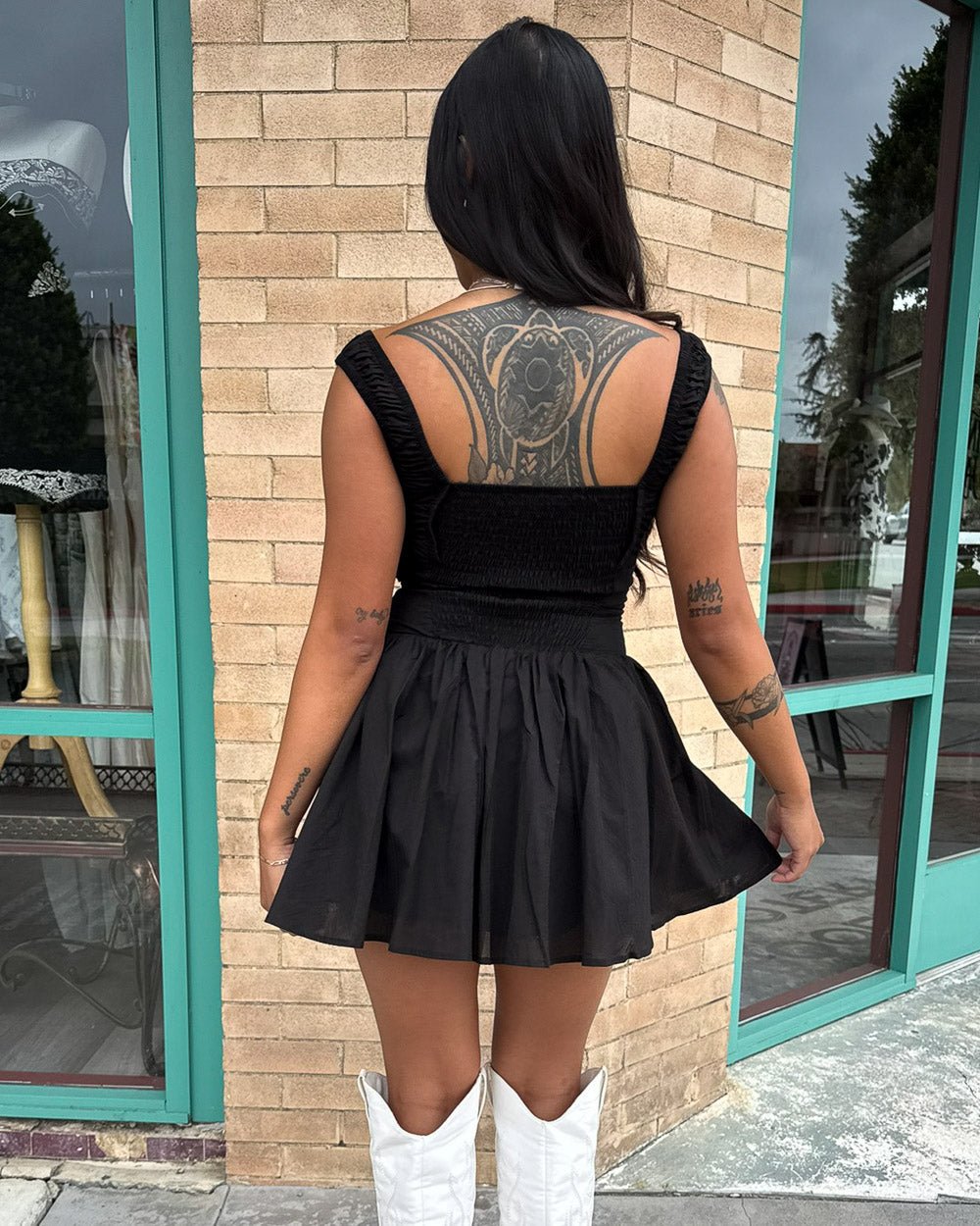 Saloon Song Black Square Neck Sleeveless Corset Ruffle Mini Dress - Cindy Jane Boutique - Short Dresses