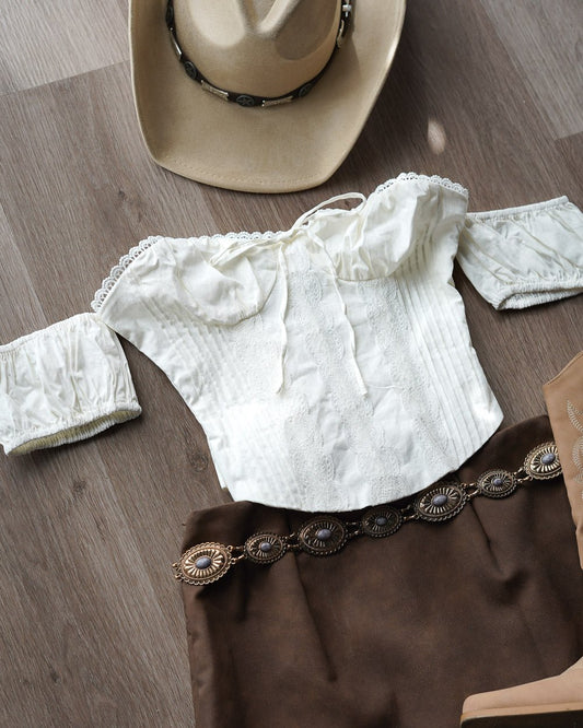 Sierra Off Shoulder White Lace Corset Top - Cindy Jane Boutique - Tanks, Camis & Tube Tops