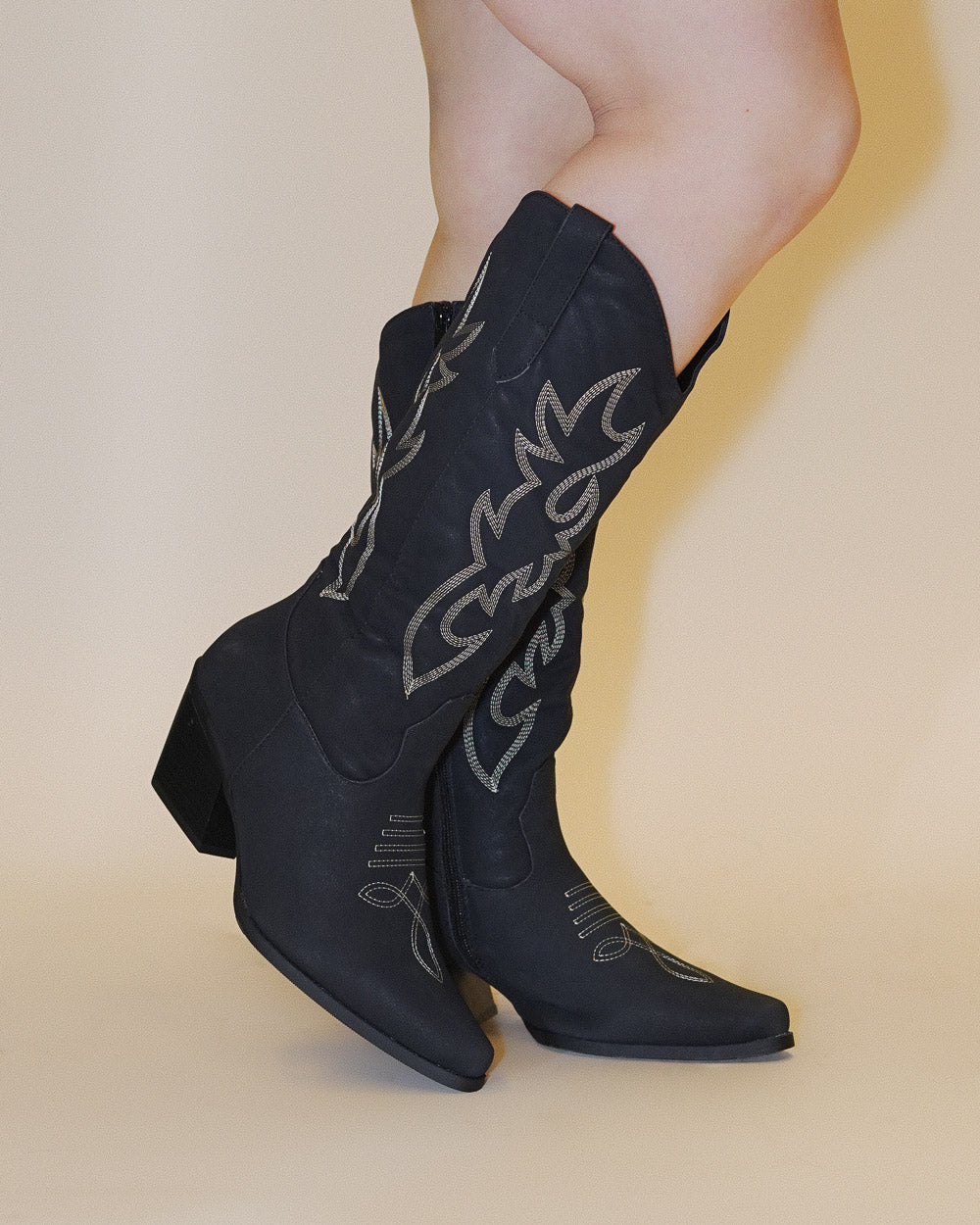 Sonora Black Faux Suede Western Embroidered Cowboy Boots - Cindy Jane Boutique - Boots