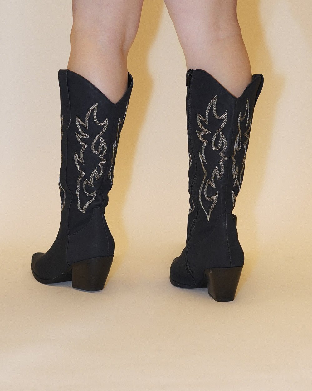 Sonora Black Faux Suede Western Embroidered Cowboy Boots - Cindy Jane Boutique - Boots