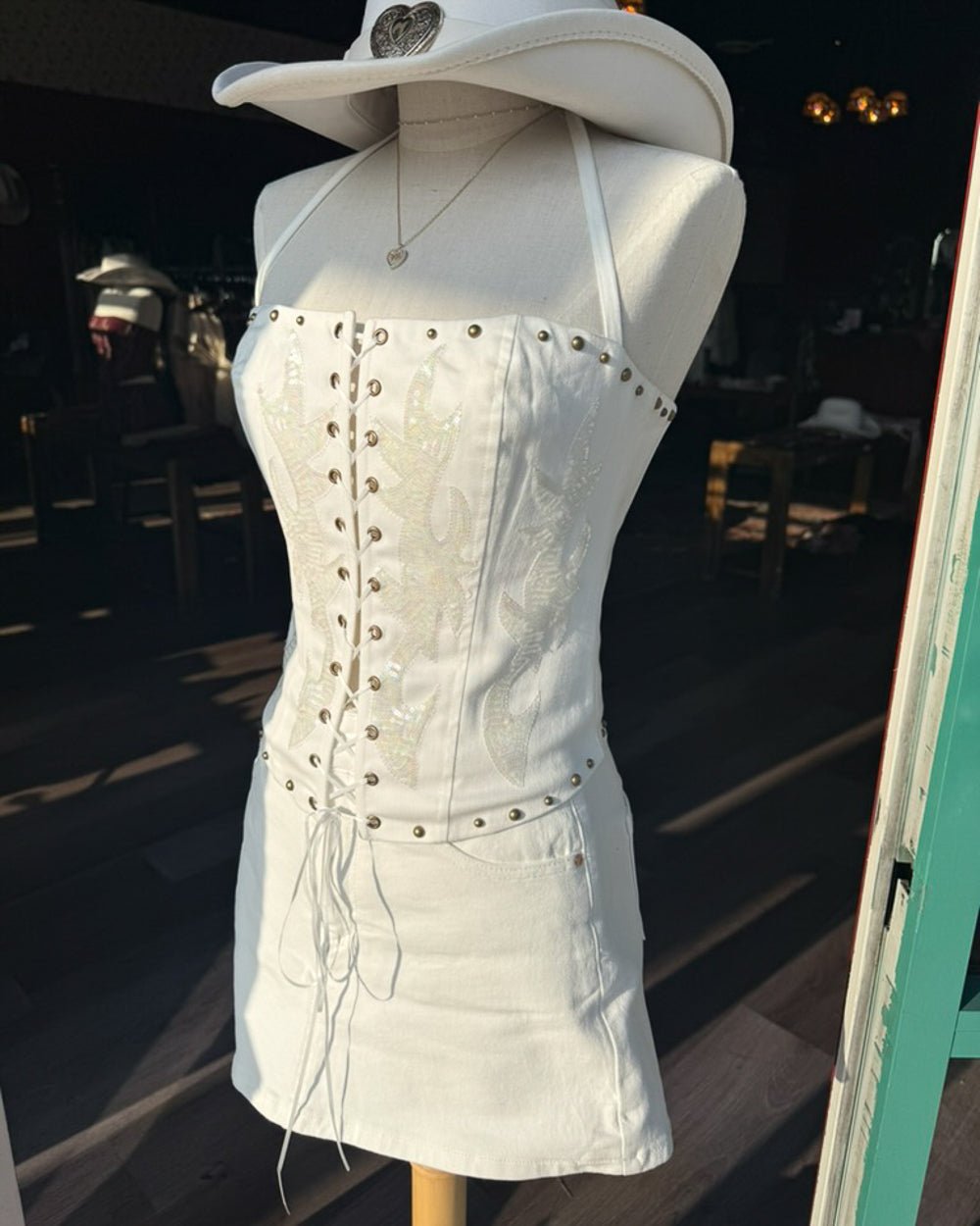 Sunday Best White Denim Mini Skort - Cindy Jane Boutique - Skirts