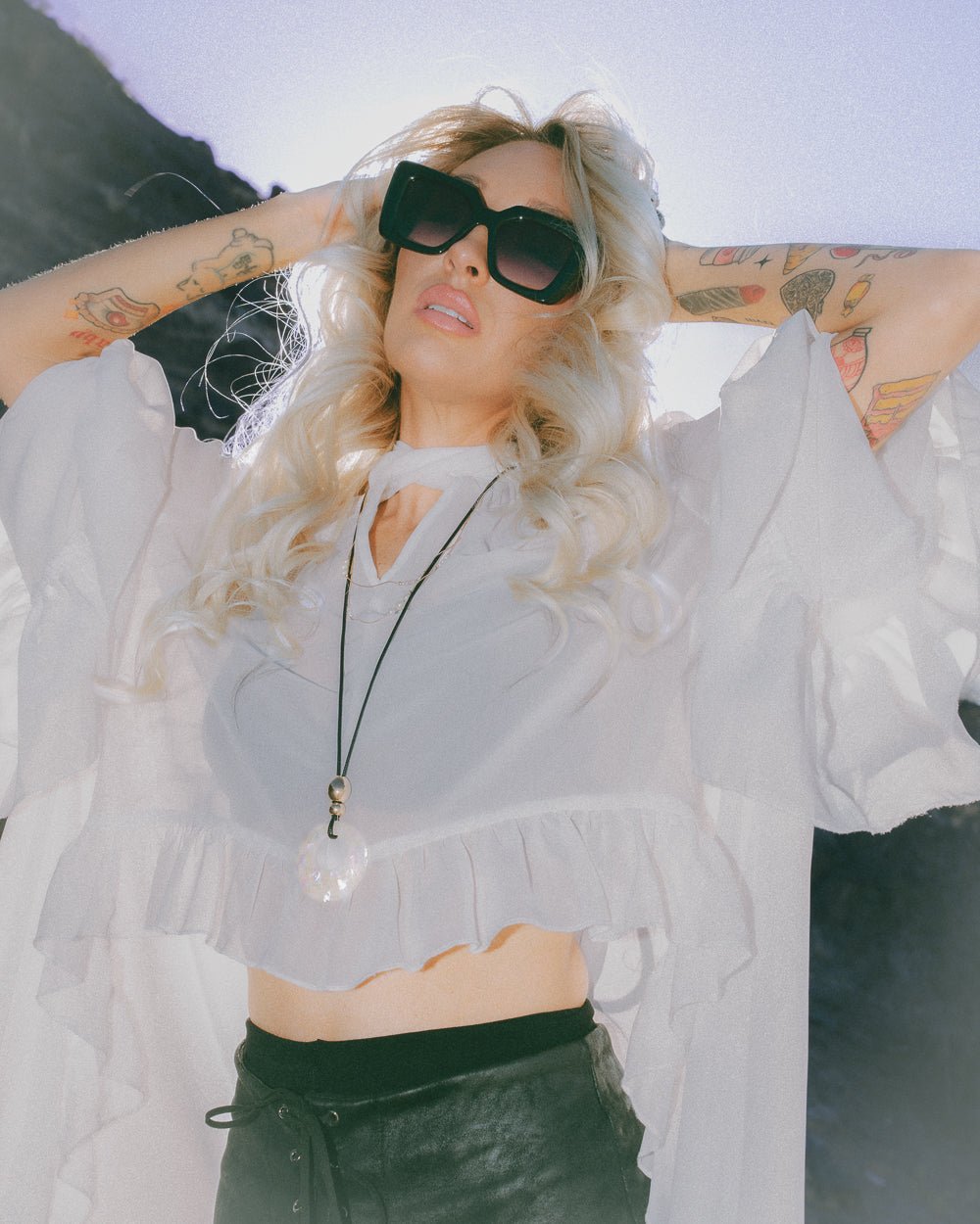 Wayward Heart White Sheer Chiffon Long Sleeve Ruffle Blouse - Cindy Jane Boutique - Blouses