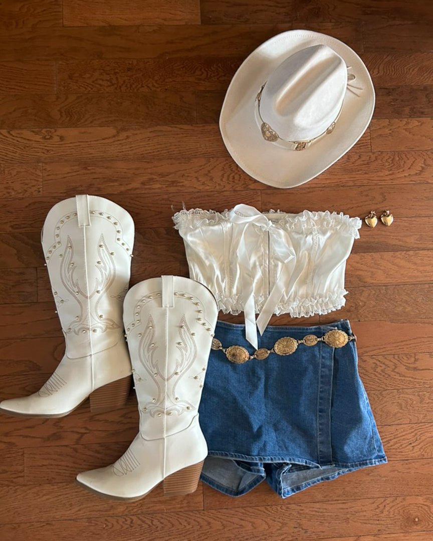 White Satin Lace Trim Bow Front Crop Top - Cindy Jane Boutique - Tanks, Camis & Tube Tops