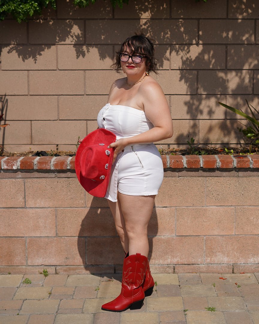 White Strapless Jean Top - Cindy Jane Boutique - Tanks, Camis & Tube Tops