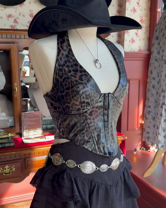 Wild At Heart Brown Multi Faux Leather Corset Top - Cindy Jane Boutique - Tanks, Camis & Tube Tops