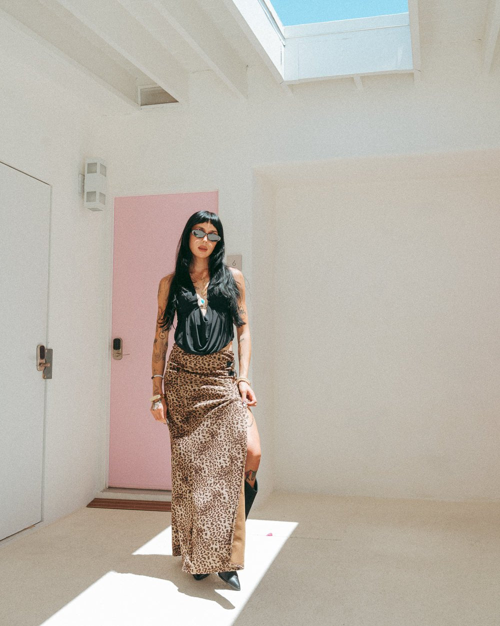 Wild Card Leopard Western Double Buckle Faux Suede Slit Maxi Skirt - Cindy Jane Boutique - Skirts