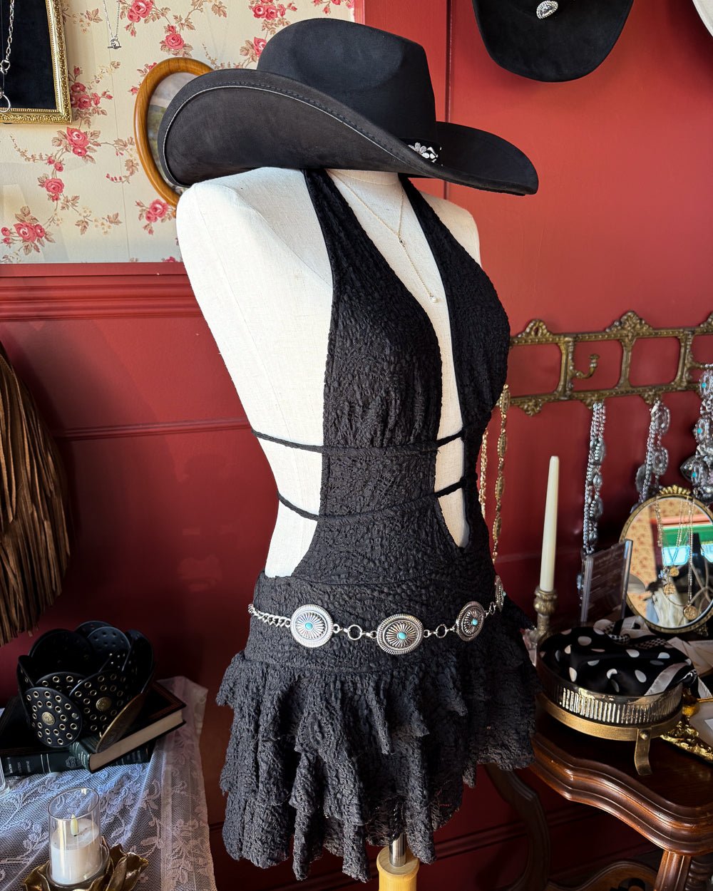 Wild Honey Black Plunging Textured Lace Tiered Ruffle Romper - Cindy Jane Boutique - Rompers