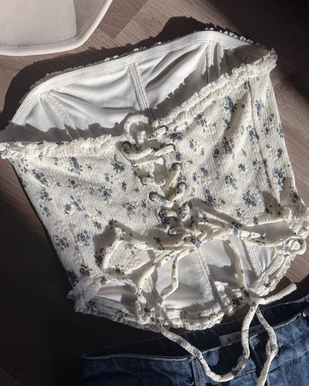 Wildflower Waltz White Multi Floral Print Strapless Corset Top - Cindy Jane Boutique - Tanks, Camis & Tube Tops