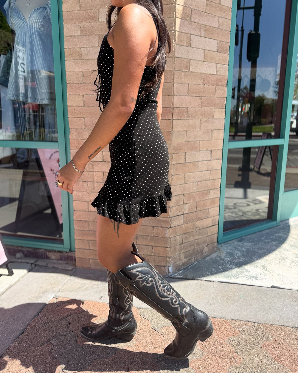 short dress cowboy boots Rock & Roll Denim: Women's Flared Buckle Mini L Imported. Our summer uniform Smocked