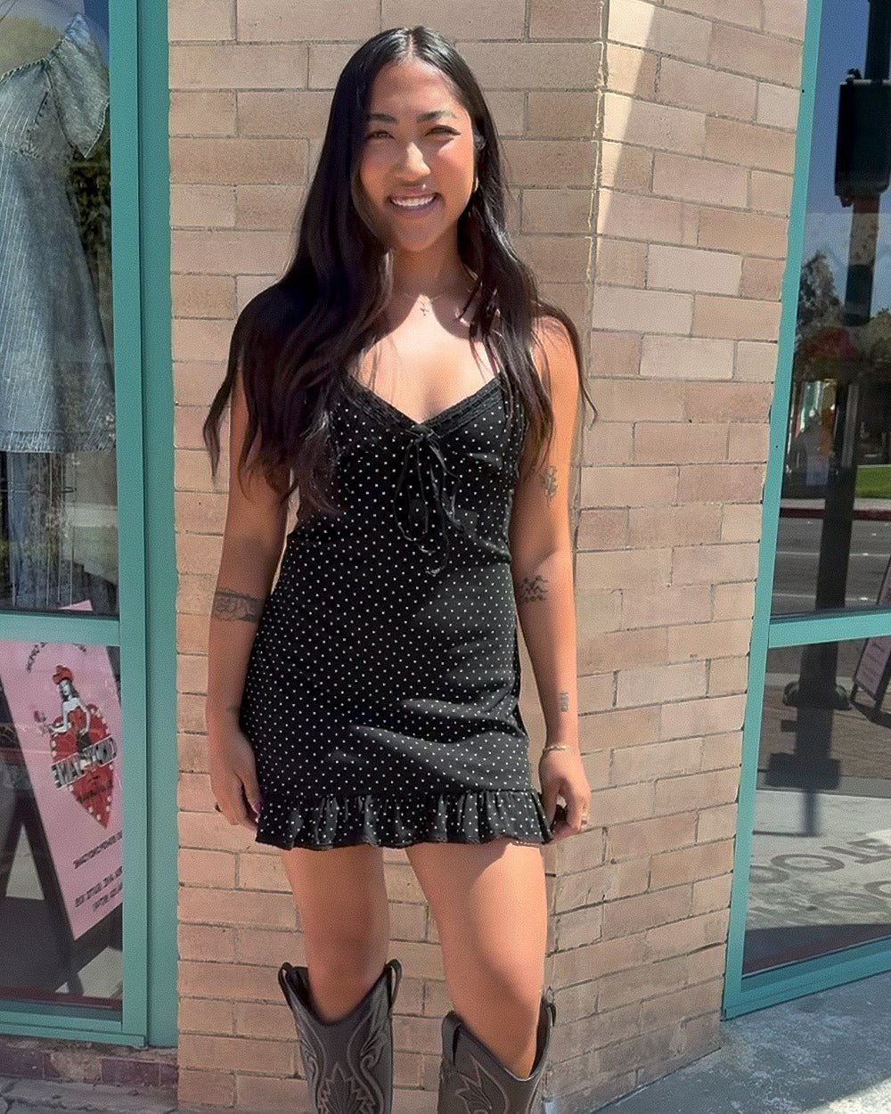 Zella Black Polka Dot Mini Dress - Cindy Jane Boutique - Short Dresses