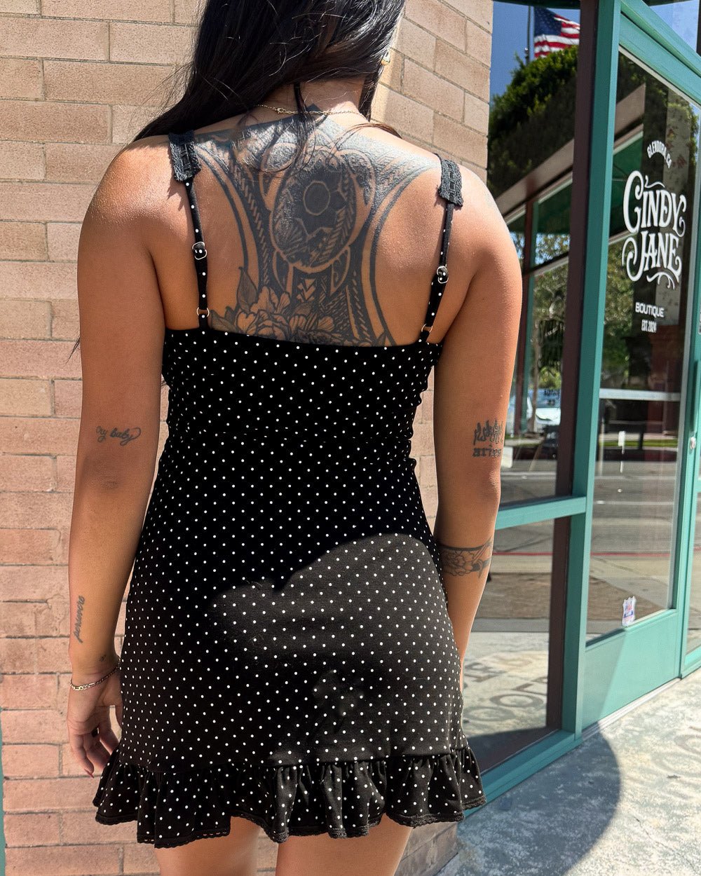 Zella Black Polka Dot Mini Dress - Cindy Jane Boutique - Short Dresses